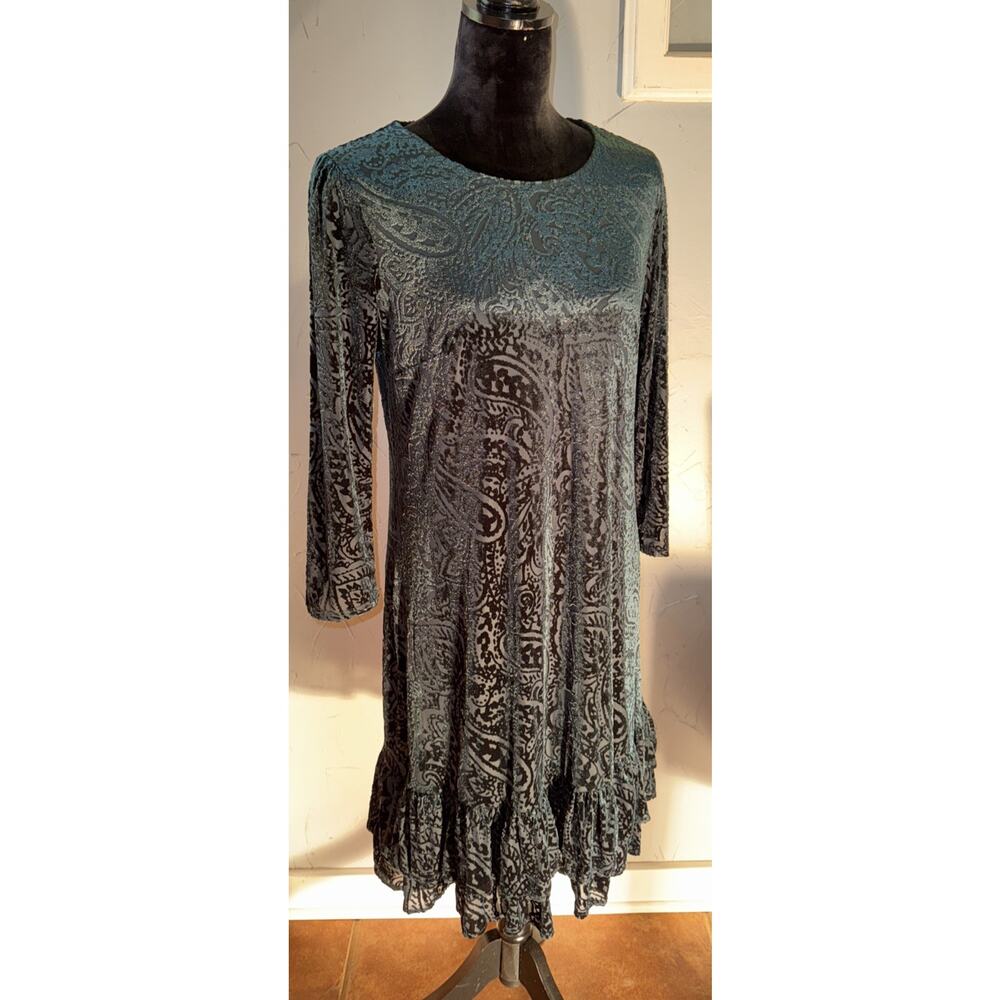 Tommy Hilfiger Dress‎ Dark Green Velour Burnout Whimsigoth Grunge